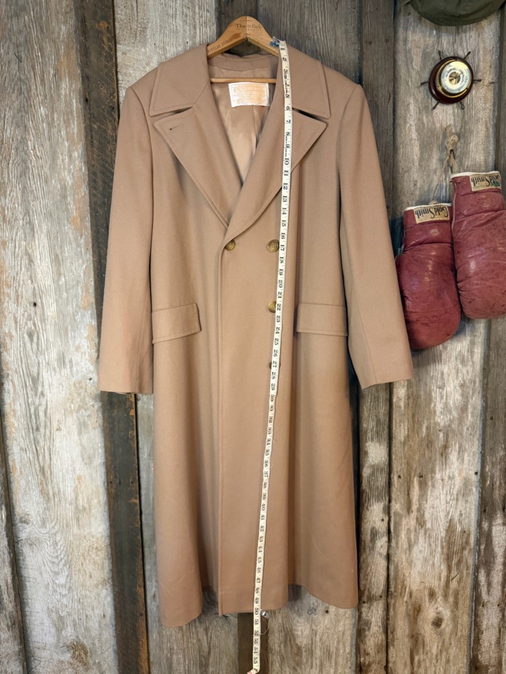 VTG 70s/80s Pendleton 100% Wool Camel Brown/Tan Trench Overcoat: Ladies Size 16 - Picture 11 of 14